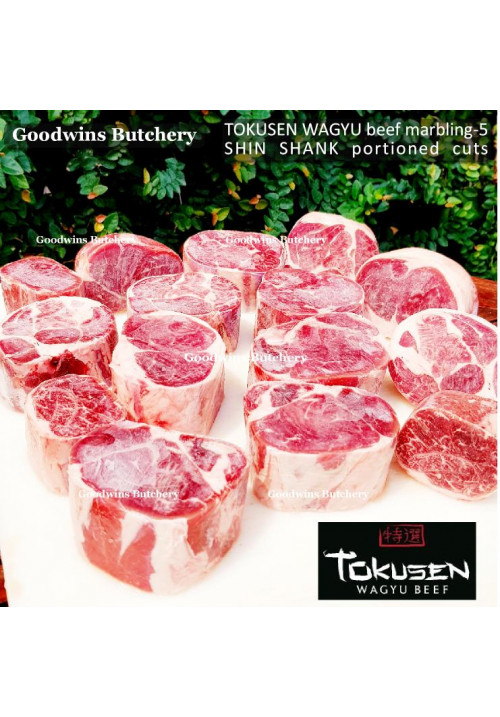 Beef SHIN SHANK sengkel WAGYU TOKUSEN marbling-5 aged frozen portioned cuts 2" 5cm +/- 1.2kg 3-4pcs (price/kg)